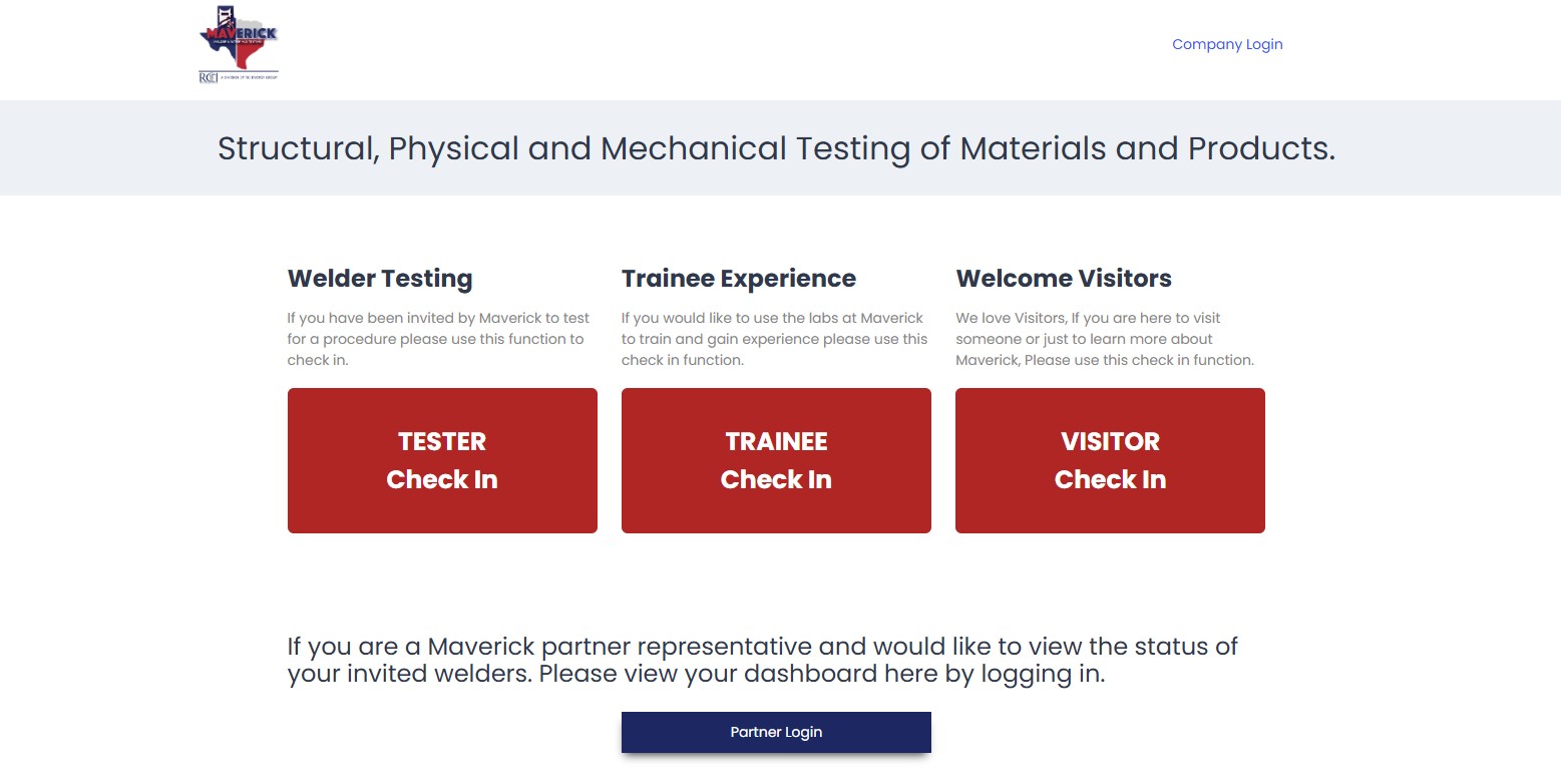 Maverick Welder Testing Portal